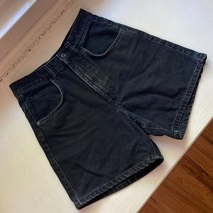 Black High Rose Denim Jean Shorts